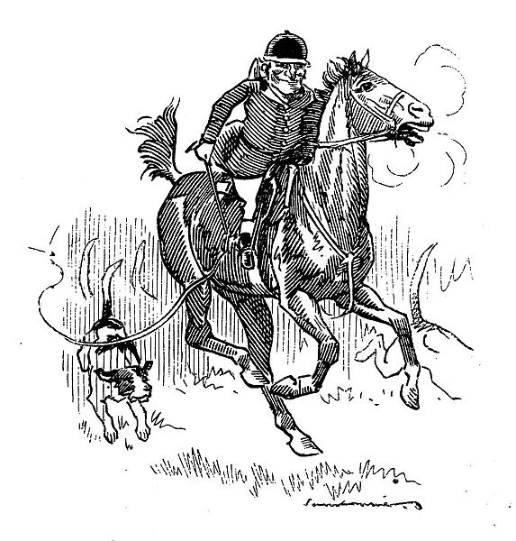 British London satire caricatures comics cartoon illustrations: Riding horse