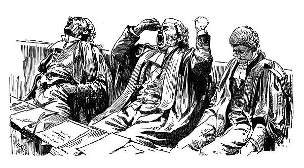 British London satire caricatures comics cartoon illustrations: Yawning judges