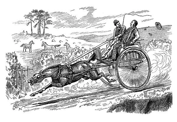British London satire caricatures comics cartoon illustrations: Fast carriage