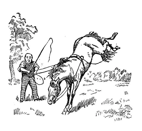 British London satire caricatures comics cartoon illustrations: Man and horse