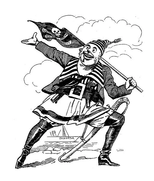 British London satire caricatures comics cartoon illustrations: Pirate