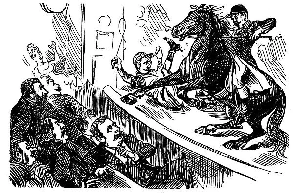 British London satire caricatures comics cartoon illustrations: Horse in theatre