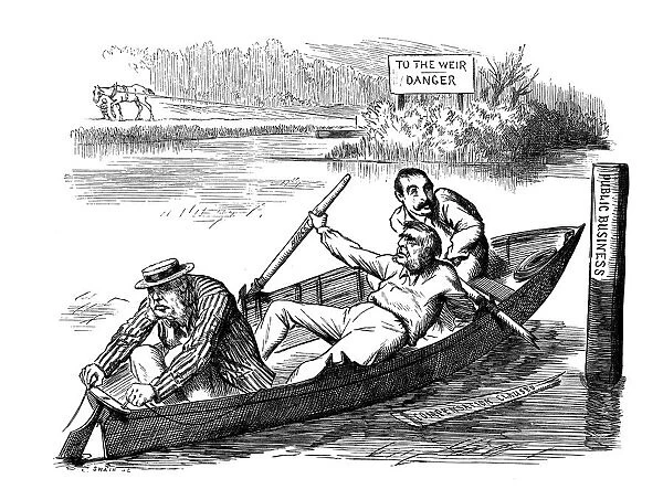 British London satire caricatures comics cartoon illustrations: Men on boat