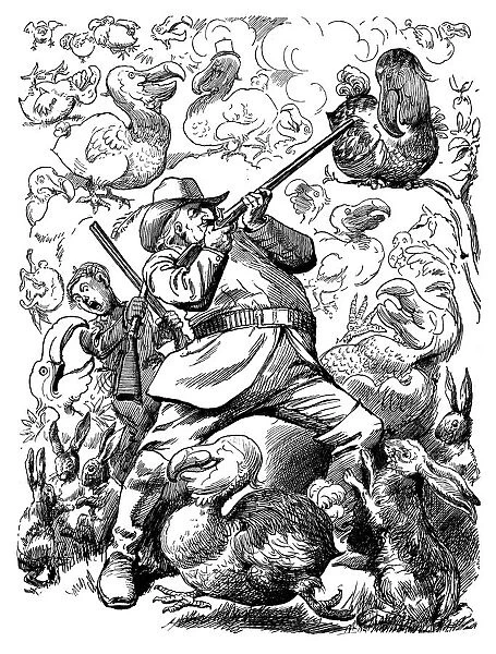 British London satire caricatures comics cartoon illustrations: Dodo hunter