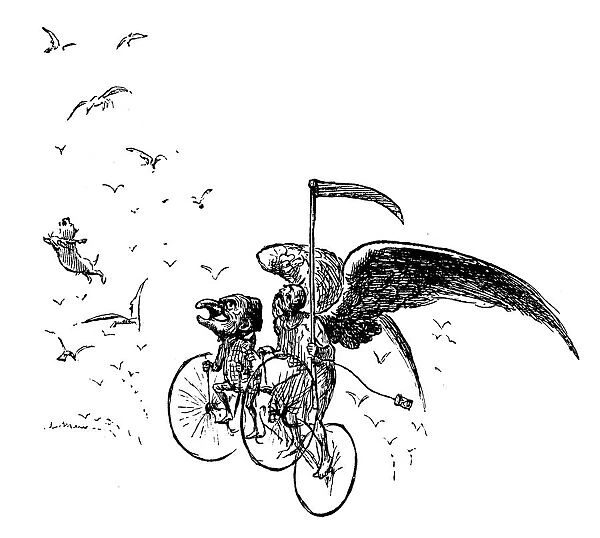 British London satire caricatures comics cartoon illustrations: Flying