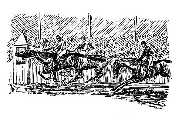 British London satire caricatures comics cartoon illustrations: Horse race