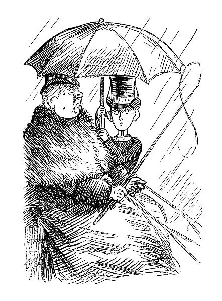 British London satire caricatures comics cartoon illustrations: Rain
