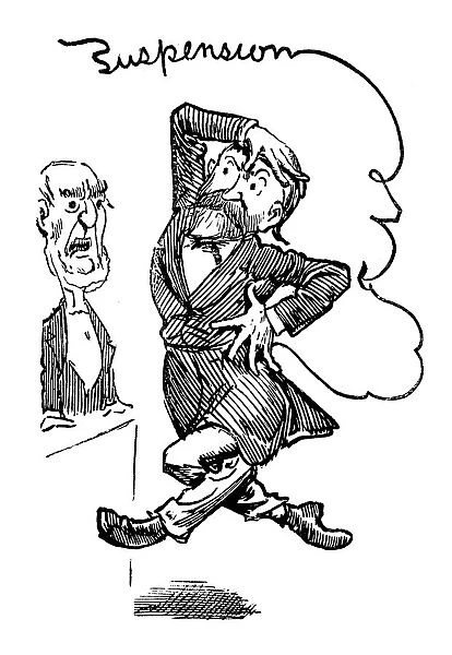 British London satire caricatures comics cartoon illustrations: Suspension