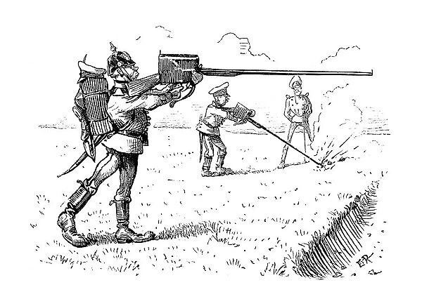 British London satire caricatures comics cartoon illustrations: New rifle
