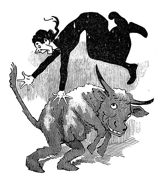 British London satire caricatures comics cartoon illustrations: Bull attack