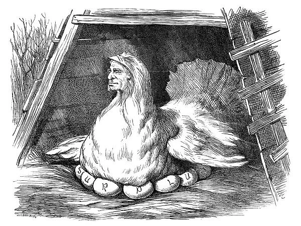 British London satire caricatures comics cartoon illustrations: Surplus hen
