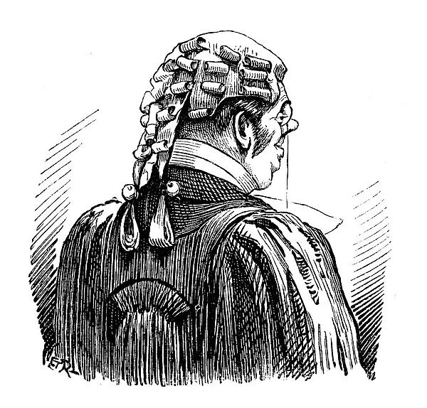 British London satire caricatures comics cartoon illustrations: Judge wig