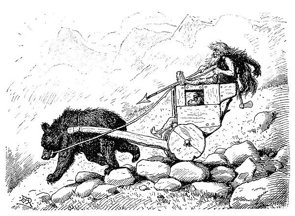 British London satire caricatures comics cartoon illustrations: Prehistoric Bear Carriage