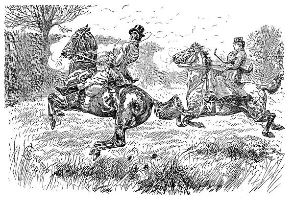 British London satire caricatures comics cartoon illustrations: Riding horses