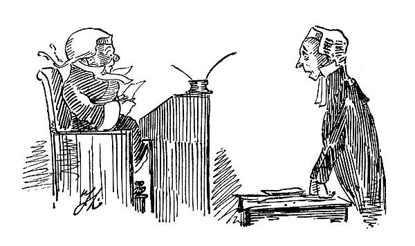 British London satire caricatures comics cartoon illustrations: Trial