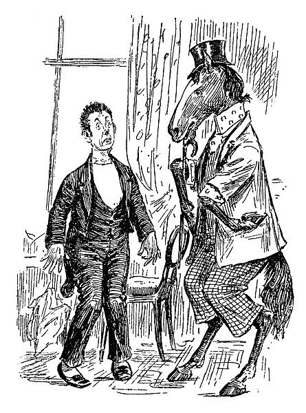 British London satire caricatures comics cartoon illustrations: Human horse