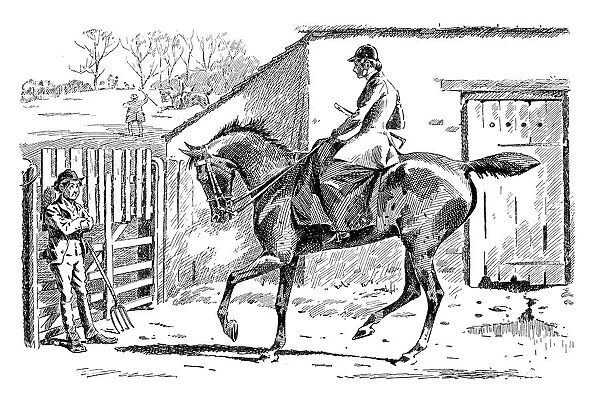 British London satire caricatures comics cartoon illustrations: Farmer and horse