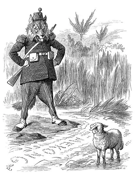 British London satire caricatures comics cartoon illustrations: French wolf and Siamese