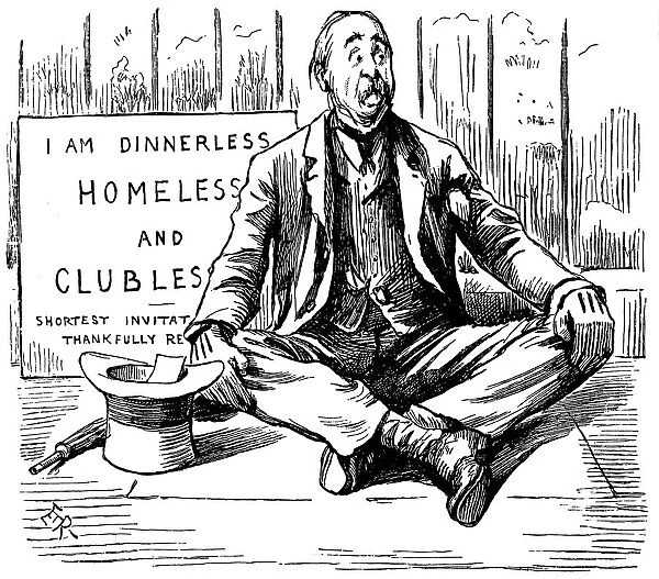 British London satire caricatures comics cartoon illustrations: Homeless and clubless