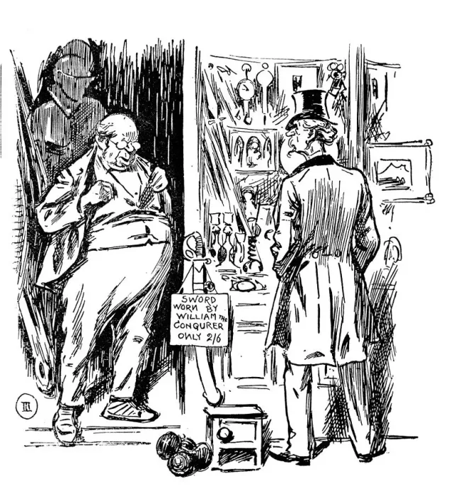Framed Print : British London satire caricatures comics cartoon illustrations: Antiques shop Framed Print : British London satire caricatures comics cartoon illustrations: Antiques shop