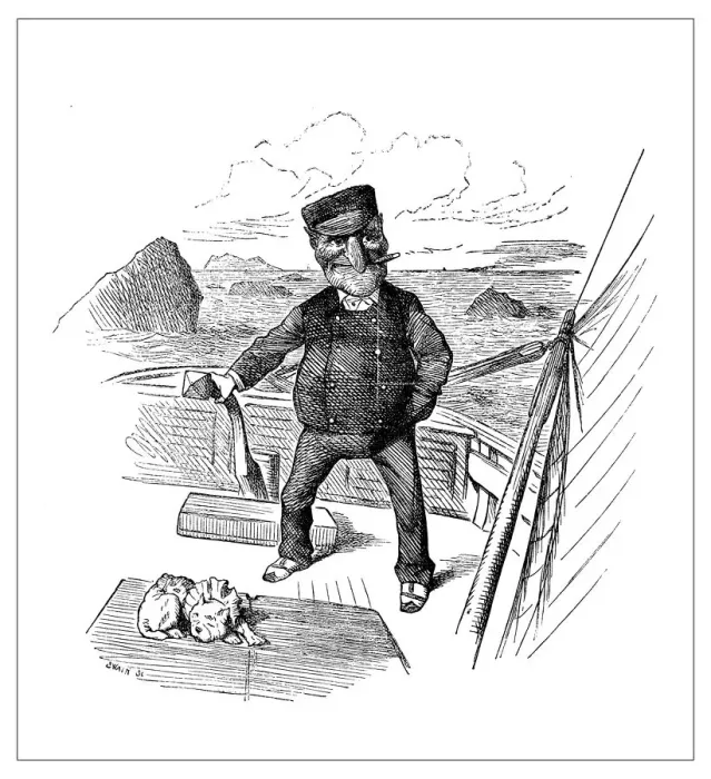 Framed Print : British London satire caricatures comics cartoon illustrations: Boat captain