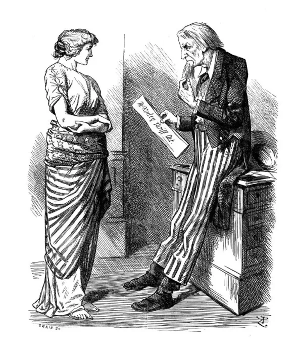 Framed Print : British London satire caricatures comics cartoon illustrations: Columbia and USA Framed Print : British London satire caricatures comics cartoon illustrations: Columbia and USA