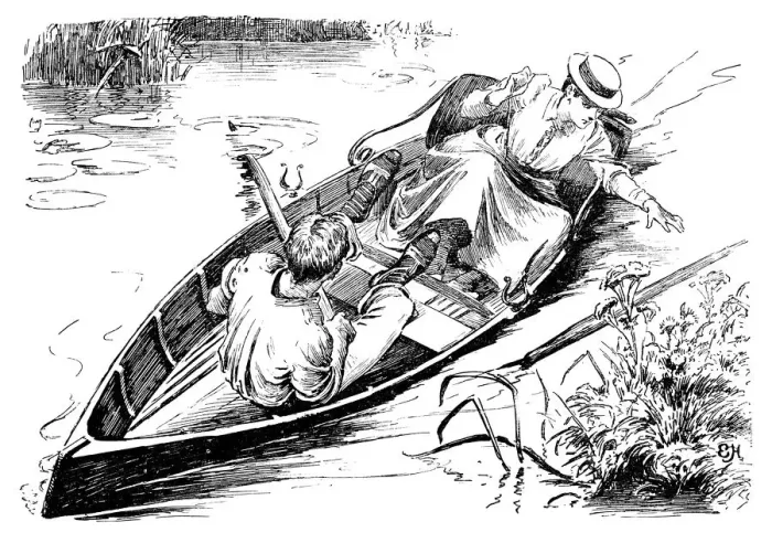Framed Print : British London satire caricatures comics cartoon illustrations: Couple on boat Framed Print : British London satire caricatures comics cartoon illustrations: Couple on boat