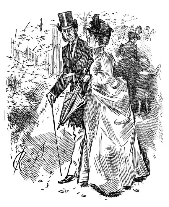 Framed Print : British London satire caricatures comics cartoon illustrations: Couple outdoor Framed Print : British London satire caricatures comics cartoon illustrations: Couple outdoor