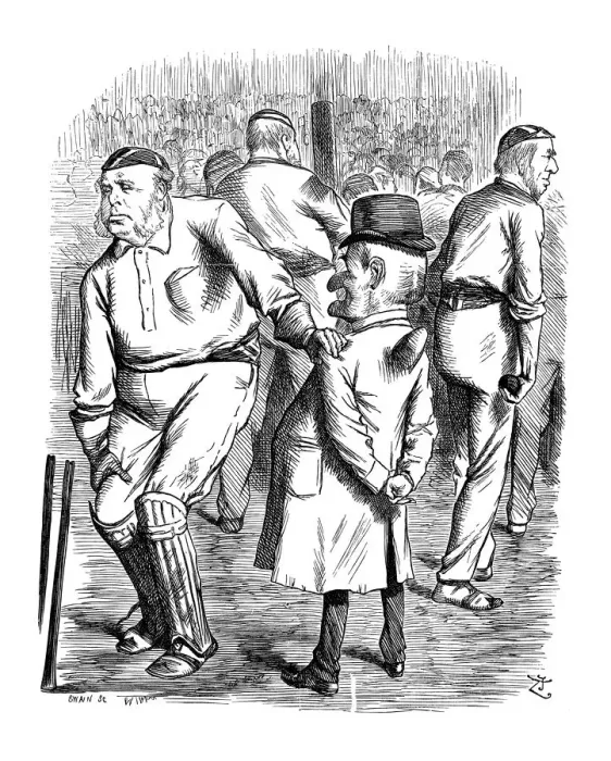 Framed Print : British London satire caricatures comics cartoon illustrations: Cricket Framed Print : British London satire caricatures comics cartoon illustrations: Cricket