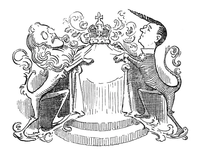 Framed Print : British London satire caricatures comics cartoon illustrations: Crown
