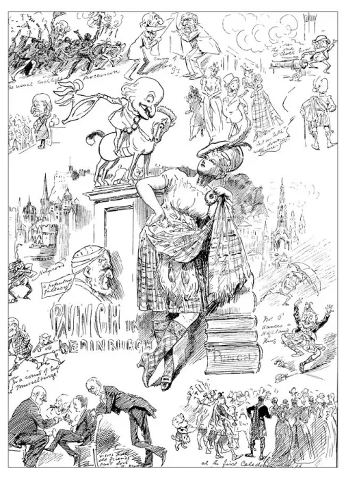 Framed Print : British London satire caricatures comics cartoon illustrations: Edinburgh Framed Print : British London satire caricatures comics cartoon illustrations: Edinburgh
