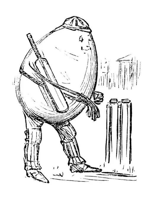 Framed Print : British London satire caricatures comics cartoon illustrations: Egg playing cricket Framed Print : British London satire caricatures comics cartoon illustrations: Egg playing cricket