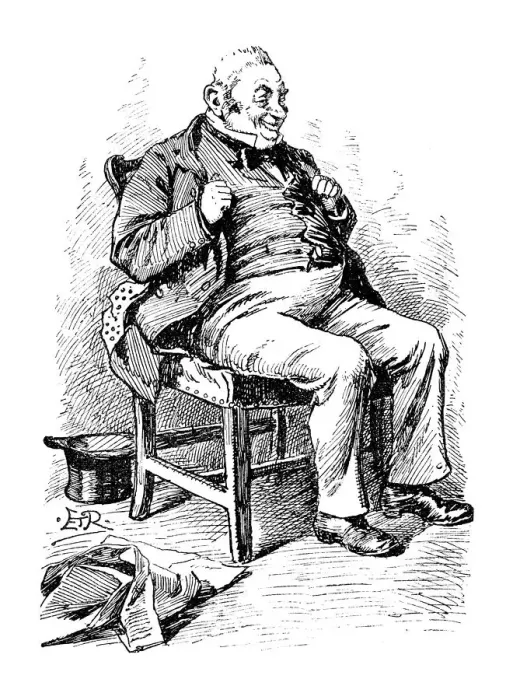 Framed Print : British London satire caricatures comics cartoon illustrations: Fat man