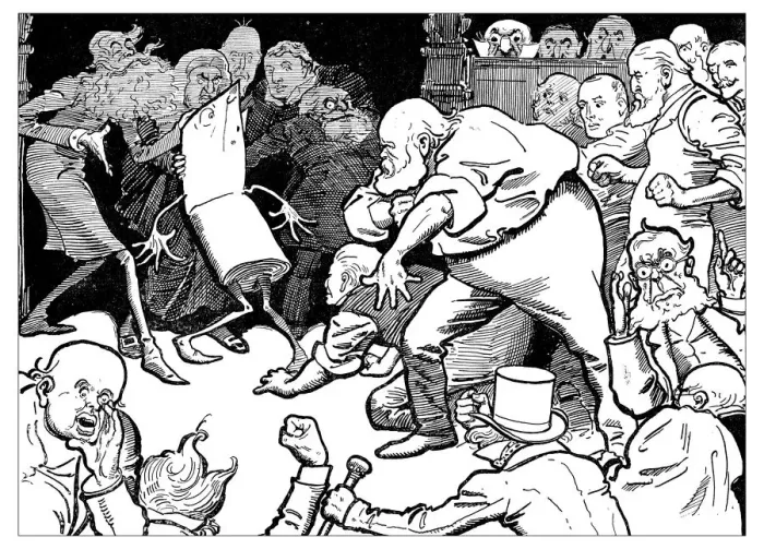 Framed Print : British London satire caricatures comics cartoon illustrations: Fight