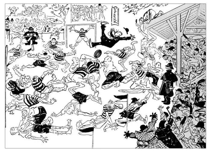 Framed Print : British London satire caricatures comics cartoon illustrations: Football match Framed Print : British London satire caricatures comics cartoon illustrations: Football match