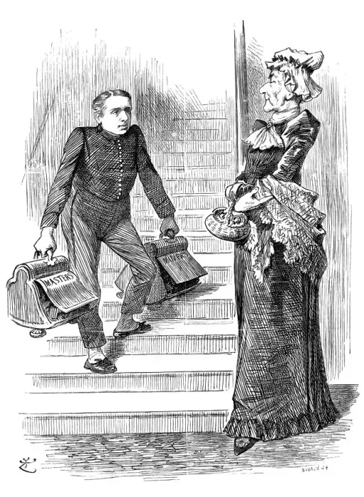 Framed Print : British London satire caricatures comics cartoon illustrations: Handy boy
