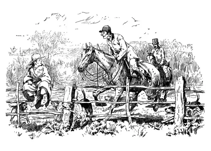 Framed Print : British London satire caricatures comics cartoon illustrations: Horse fence Framed Print : British London satire caricatures comics cartoon illustrations: Horse fence
