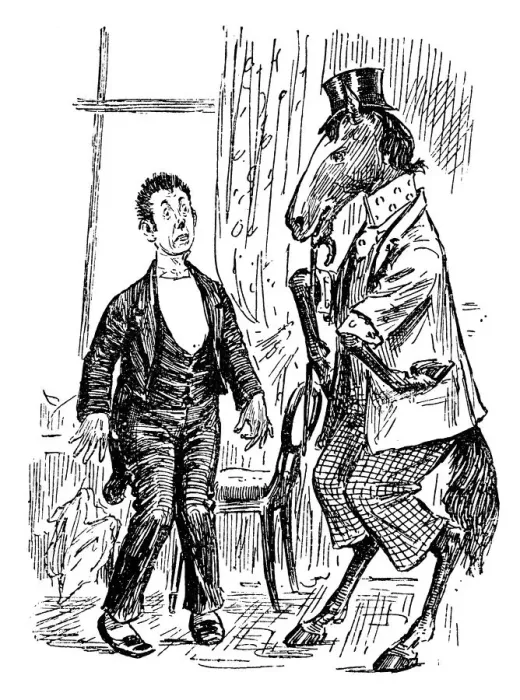 Framed Print : British London satire caricatures comics cartoon illustrations: Human horse