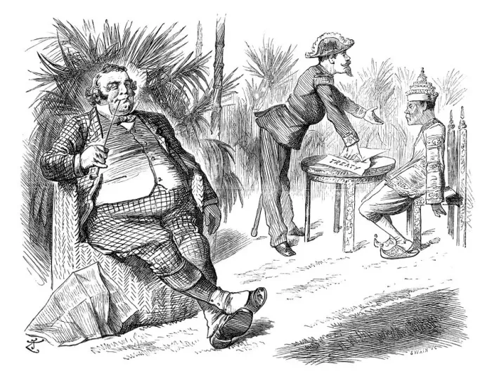 Framed Print : British London satire caricatures comics cartoon illustrations: International business