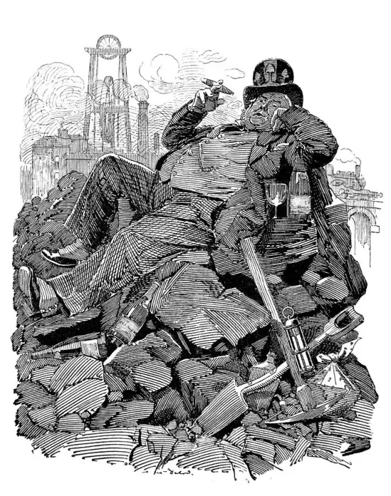 Framed Print : British London satire caricatures comics cartoon illustrations: King coal Framed Print : British London satire caricatures comics cartoon illustrations: King coal