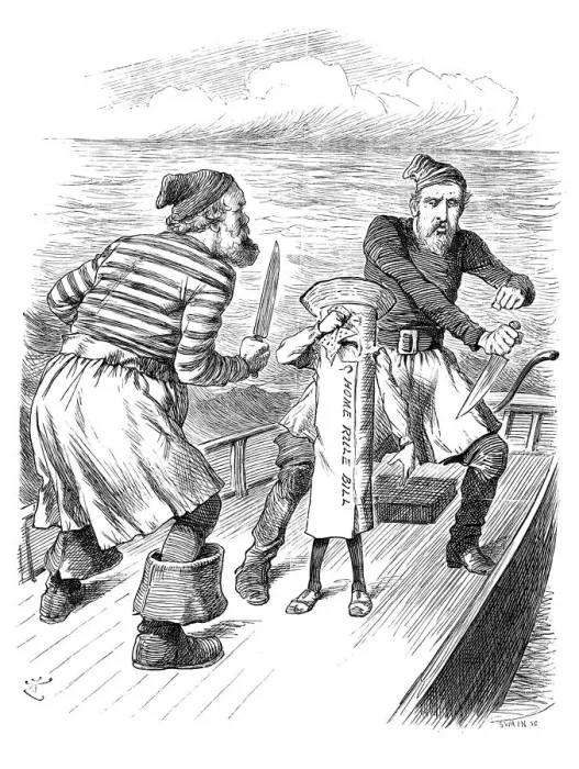 Framed Print : British London satire caricatures comics cartoon illustrations: Knife duel