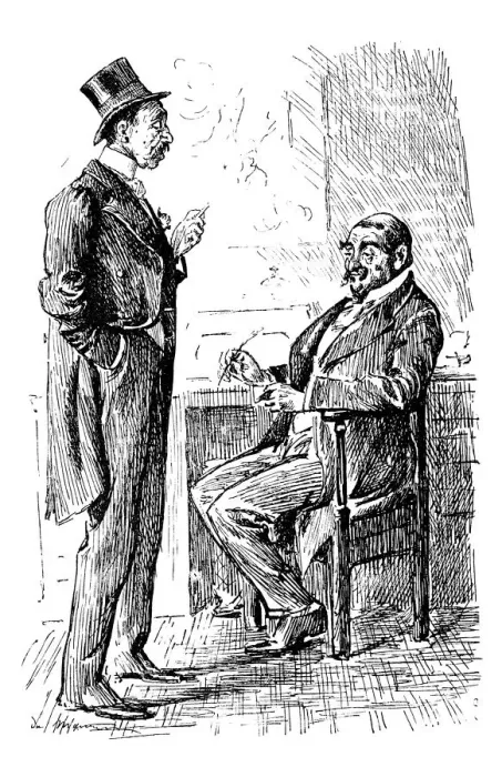 Framed Print : British London satire caricatures comics cartoon illustrations: Men talking