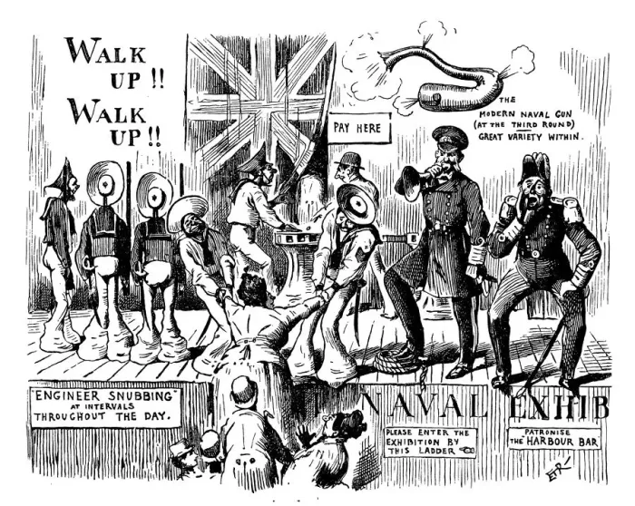 Framed Print : British London satire caricatures comics cartoon illustrations: Naval show Framed Print : British London satire caricatures comics cartoon illustrations: Naval show