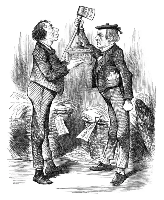Framed Print : British London satire caricatures comics cartoon illustrations: Pandoras Box Framed Print : British London satire caricatures comics cartoon illustrations: Pandoras Box