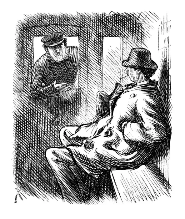 Framed Print : British London satire caricatures comics cartoon illustrations: Passenger Framed Print : British London satire caricatures comics cartoon illustrations: Passenger