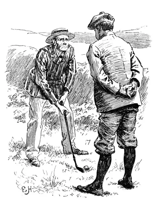 Framed Print : British London satire caricatures comics cartoon illustrations: Playing golf Framed Print : British London satire caricatures comics cartoon illustrations: Playing golf