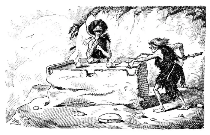 Framed Print : British London satire caricatures comics cartoon illustrations: Prehistoric Billiard Framed Print : British London satire caricatures comics cartoon illustrations: Prehistoric Billiard