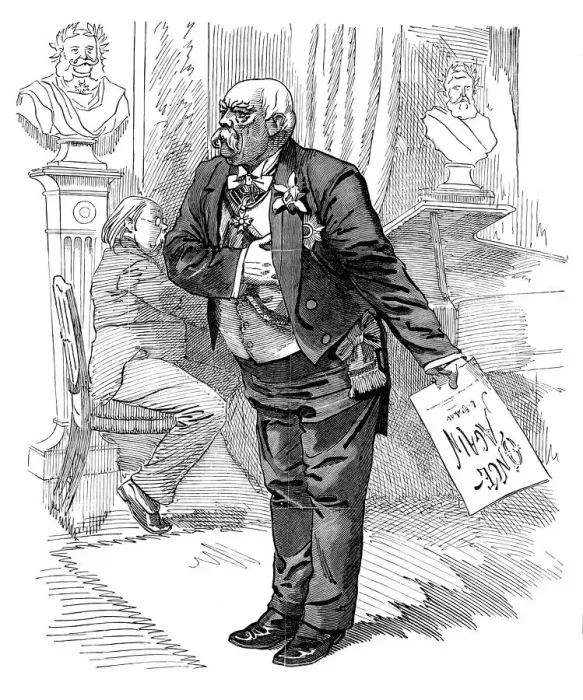 Framed Print : British London satire caricatures comics cartoon illustrations: Retiring man Framed Print : British London satire caricatures comics cartoon illustrations: Retiring man