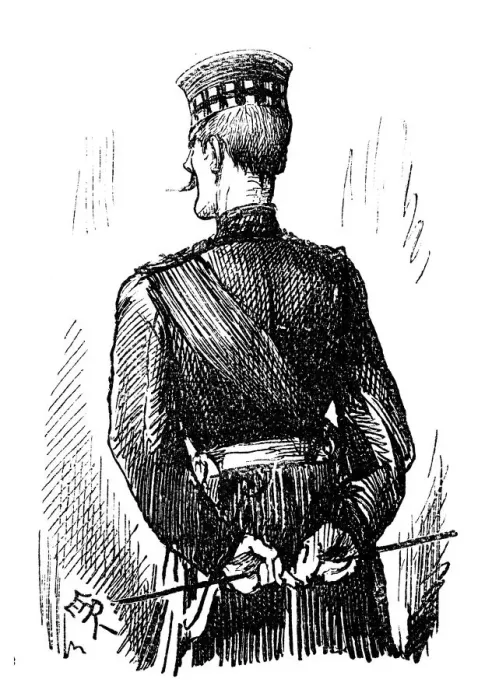 Framed Print : British London satire caricatures comics cartoon illustrations: Soldier back Framed Print : British London satire caricatures comics cartoon illustrations: Soldier back