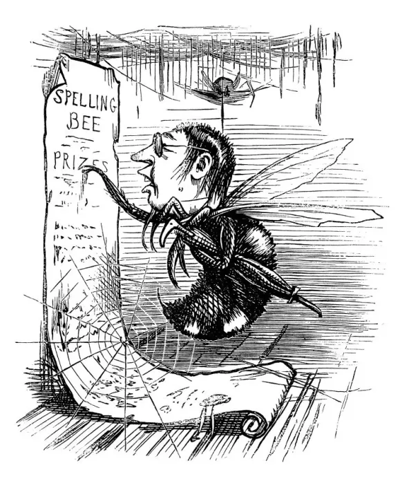 Framed Print : British London satire caricatures comics cartoon illustrations: Spelling bee Framed Print : British London satire caricatures comics cartoon illustrations: Spelling bee